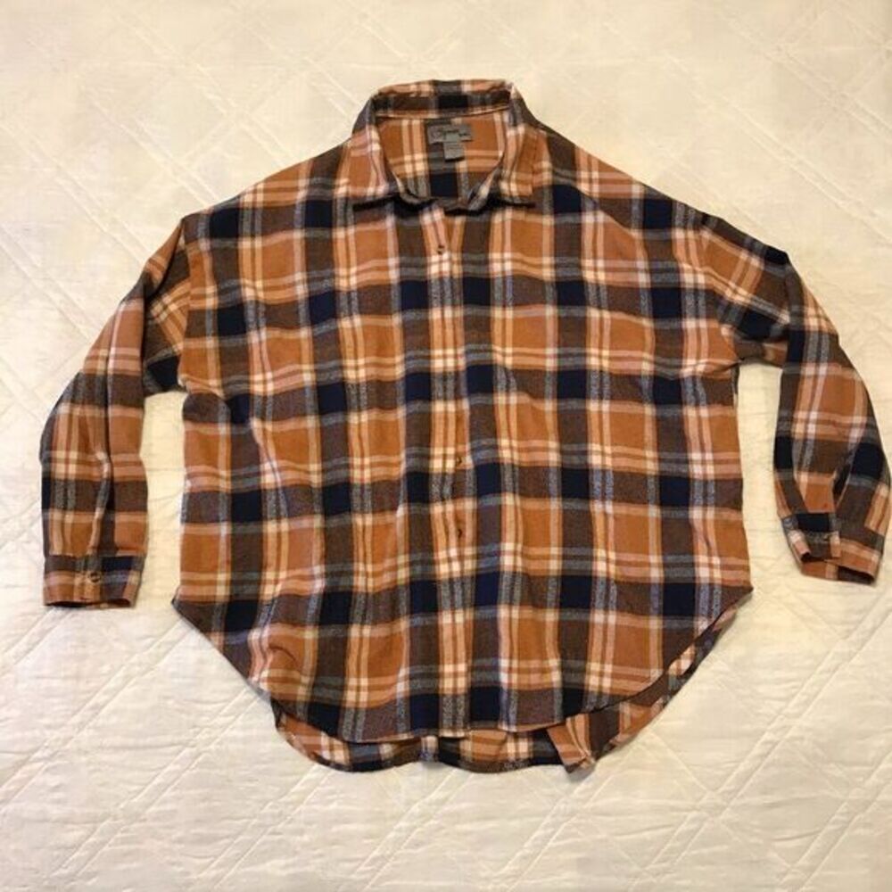 Spoon Jeans Flannel Shirt Womens 2XL‎ Button Front Long Sleeve plaid